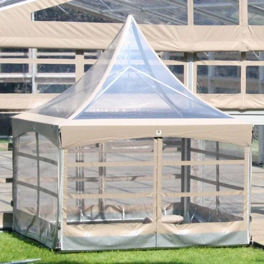 Pagodetent cappuccino transparant 3x3 meter