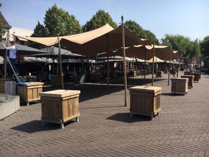 Stretchtent cappuccino 7,5 x 10,5 meter