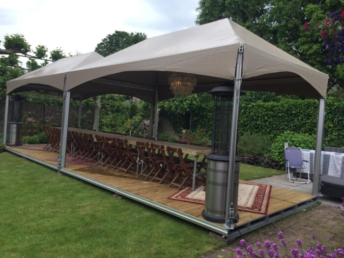 Pagodetent cappuccino schilddak 3x5 meter